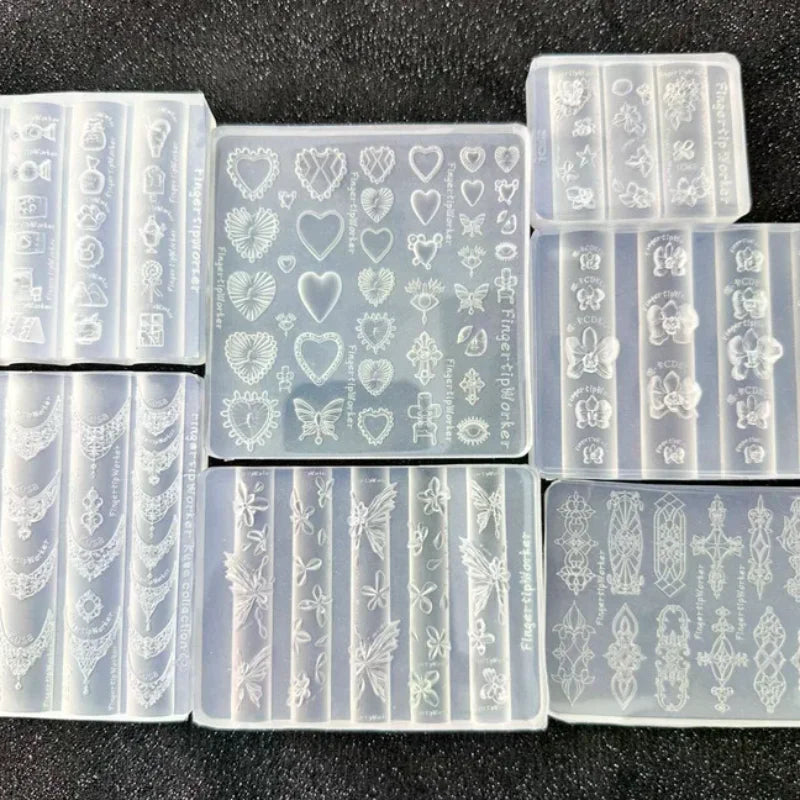 3D Baroque Silicone Nail Mold | Heart Butterfly Flower DIY Art Silicone Nail Mold QXL
