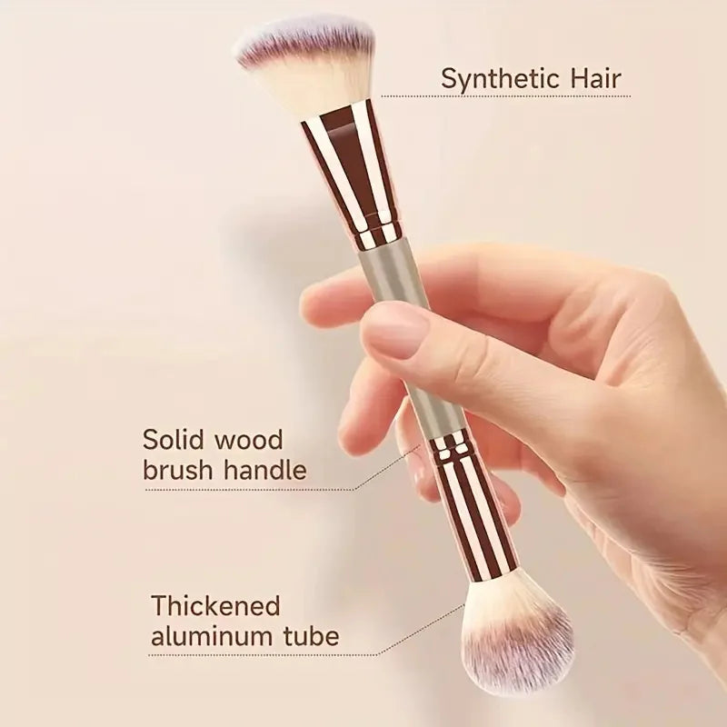 2-in-1 Double-Ended Flame Contour & Foundation Brush Dual Makeup Brush QXL
