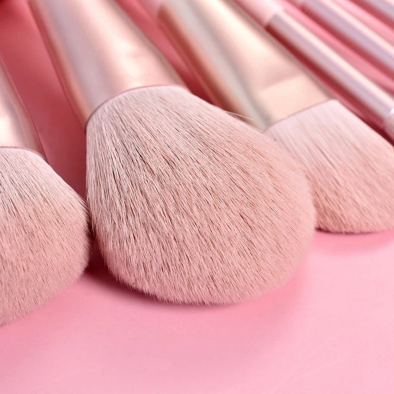 11-Pc Pink Vegan Makeup Brush Set | Synthetic Hair Brushes Makeup Brush Set QXL
