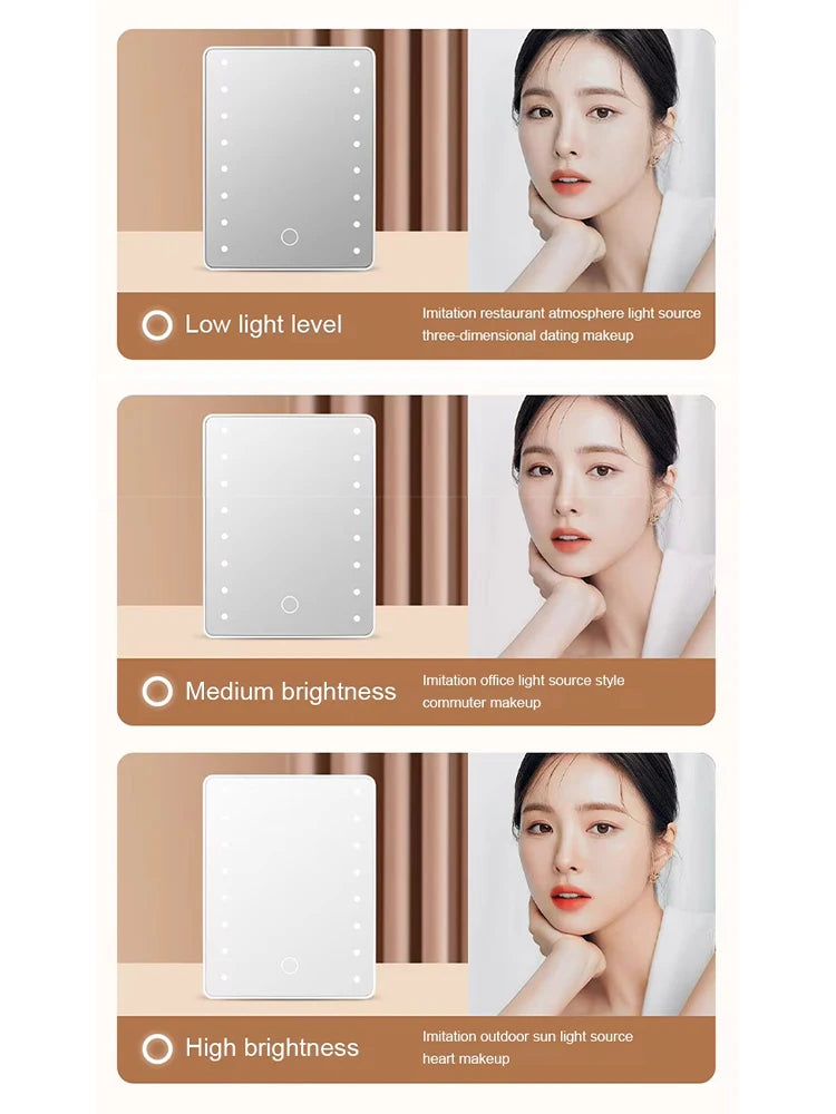Travel Lighted Makeup Mirror | 180° Rotation & Adjustable Light Lighted Vanity Mirror QXL