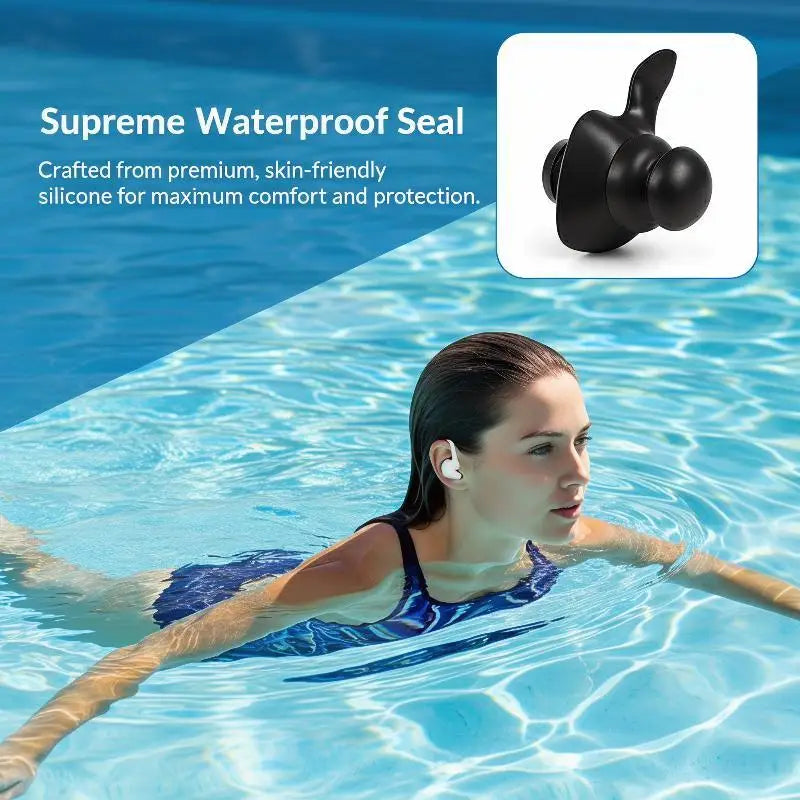 Silicone Swimming Earplugs with Lanyard & Nose Clip | 1 Pair Swimming Earplugs QXL