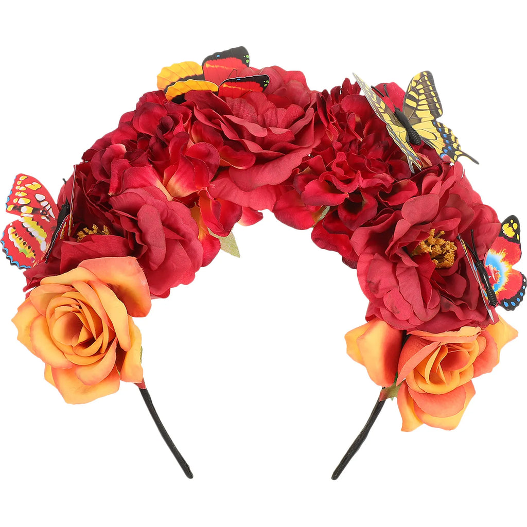 Bohemian Butterfly Flower Crown Headband for Women Flower Crown Headband QXL