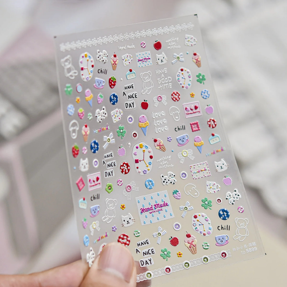 5D Nail Art Stickers – Bear, Clover & Retro Decals | NAILFYOU Nail Art Stickers QXL