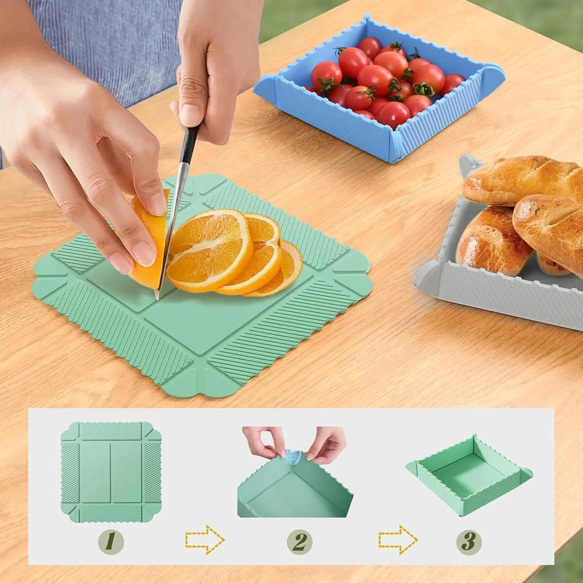 Foldable Silicone Trivet & Cutting Board | Magnetic Heat Mat Silicone Trivet Mat QXL