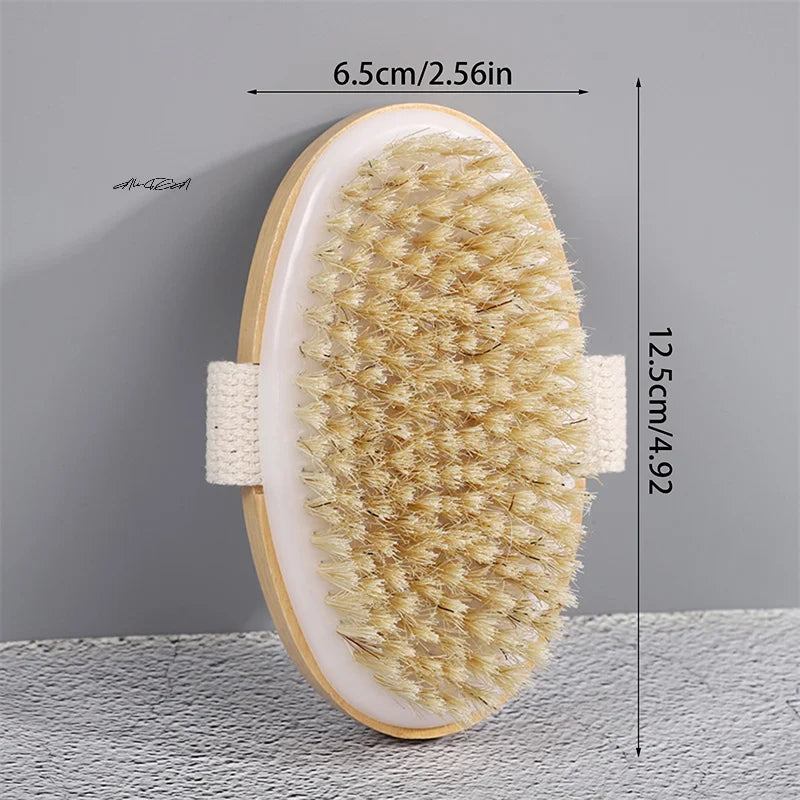 Natural Bristle Body Brush – Wet & Dry Skin Exfoliator Body Exfoliating Brush QXL