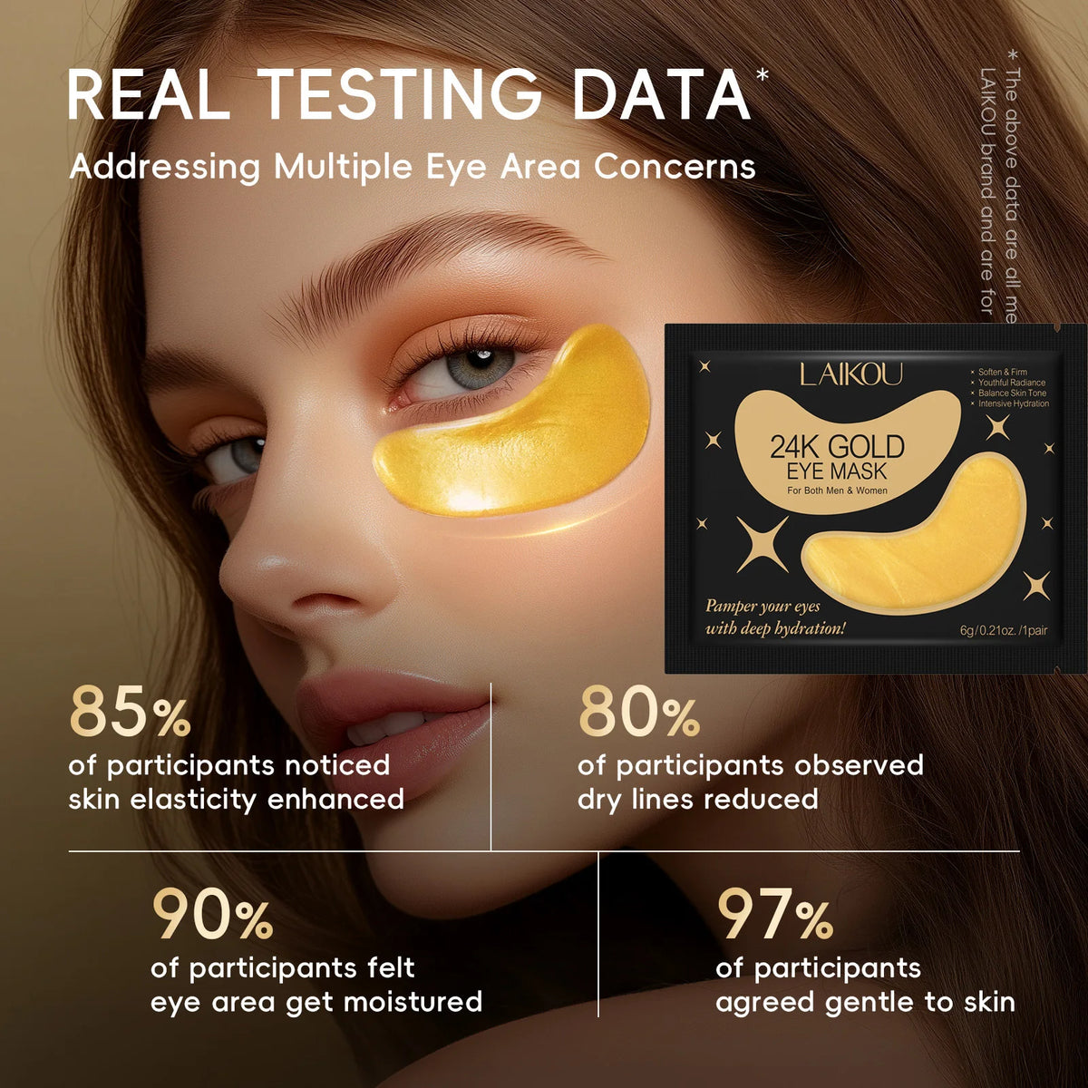 LAIKOU Sakura, Milk & 24K Gold Under Eye Patches | Firming Under Eye Patches QXL