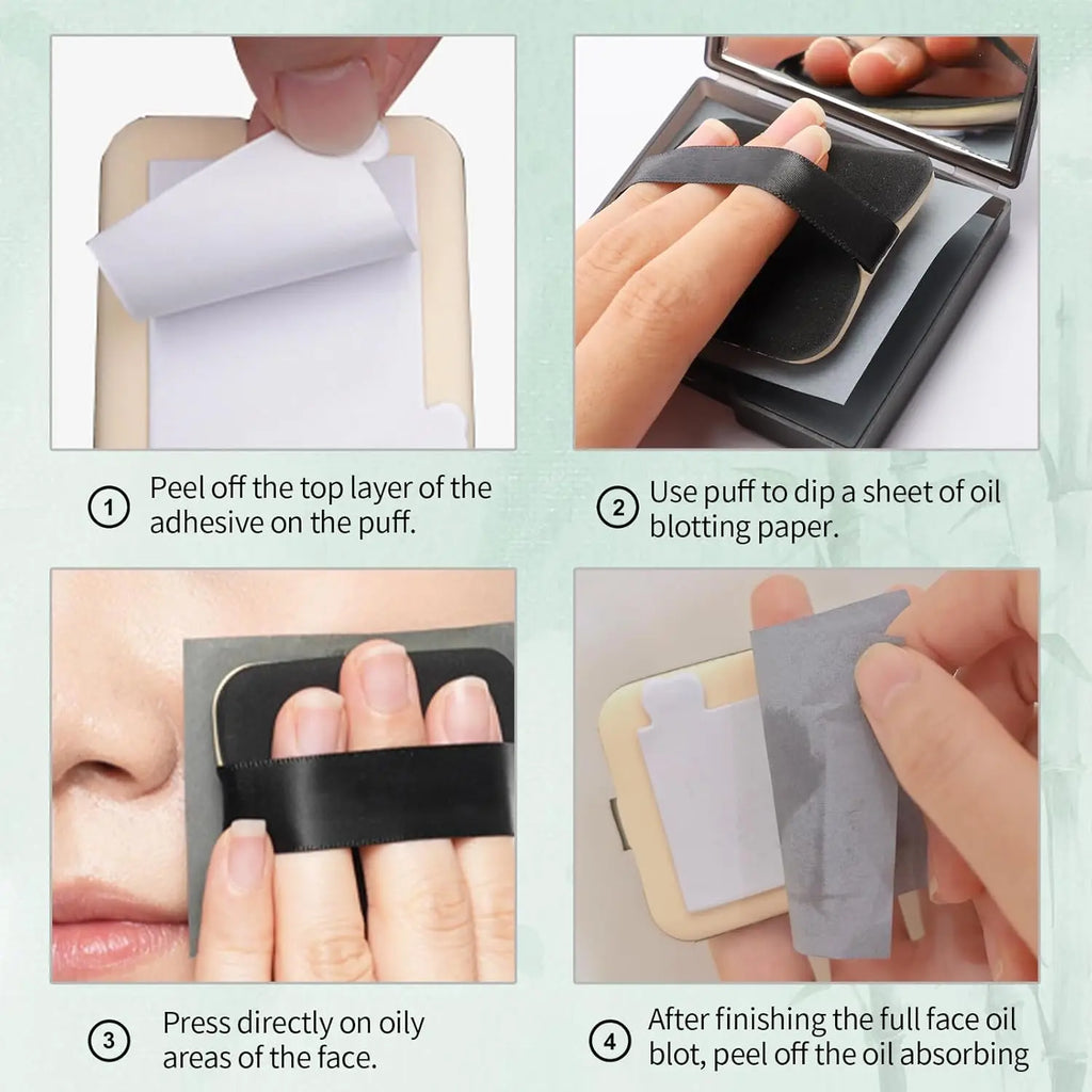 100-Sheet Oil Blotting Papers with Mirror & Case | Cosmomiro Oil Blotting Papers QXL
