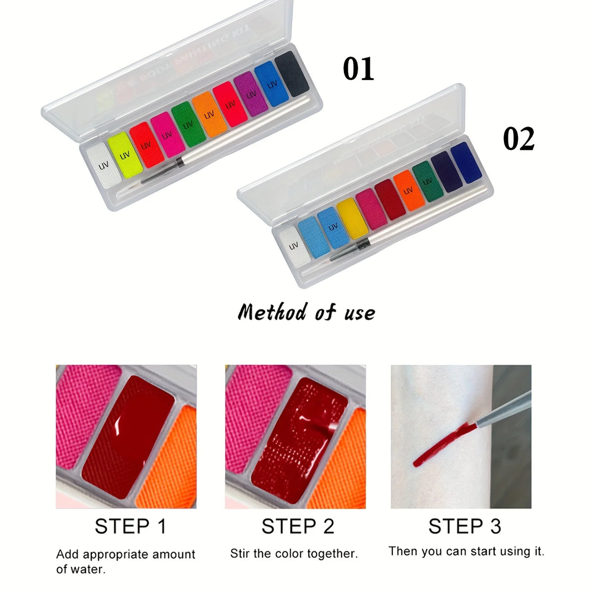 10-Color UV Neon Face & Body Paint Set | Glow Party Makeup Face & Body Paint QXL