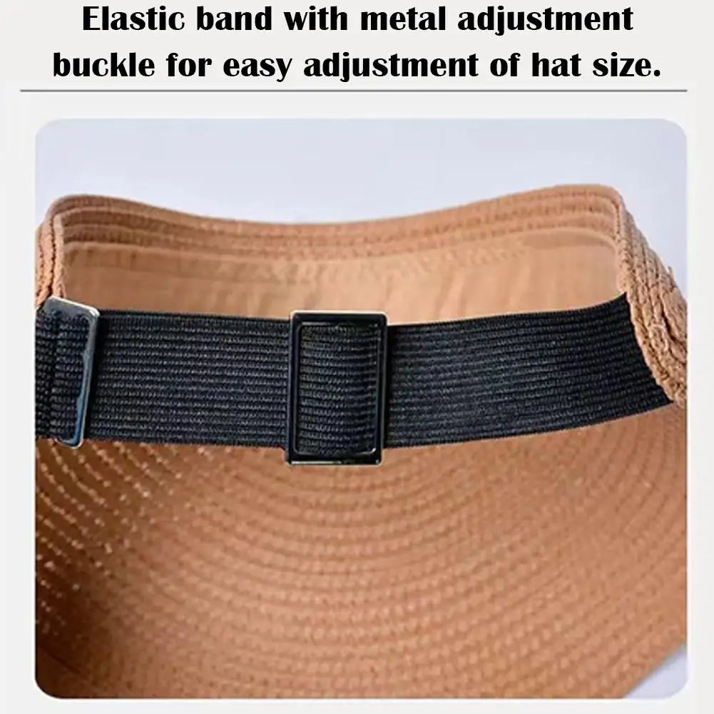 Wide Brim Straw Sun Visor Hat UPF50+ | Adjustable Beach Cap Sun Visor Hat QXL