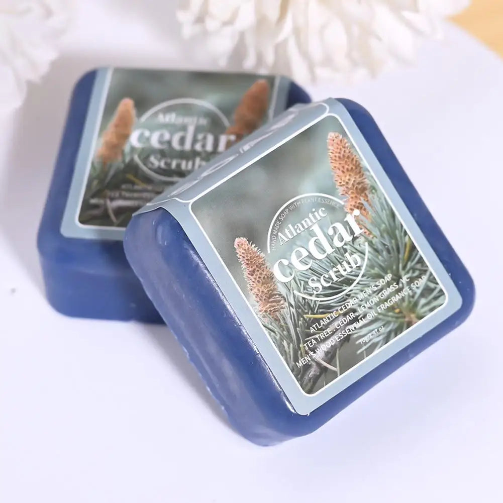 Men's Cedar Essential Oil Scrub Soap Bar | Moisturizing Men's Bar Soap QXL