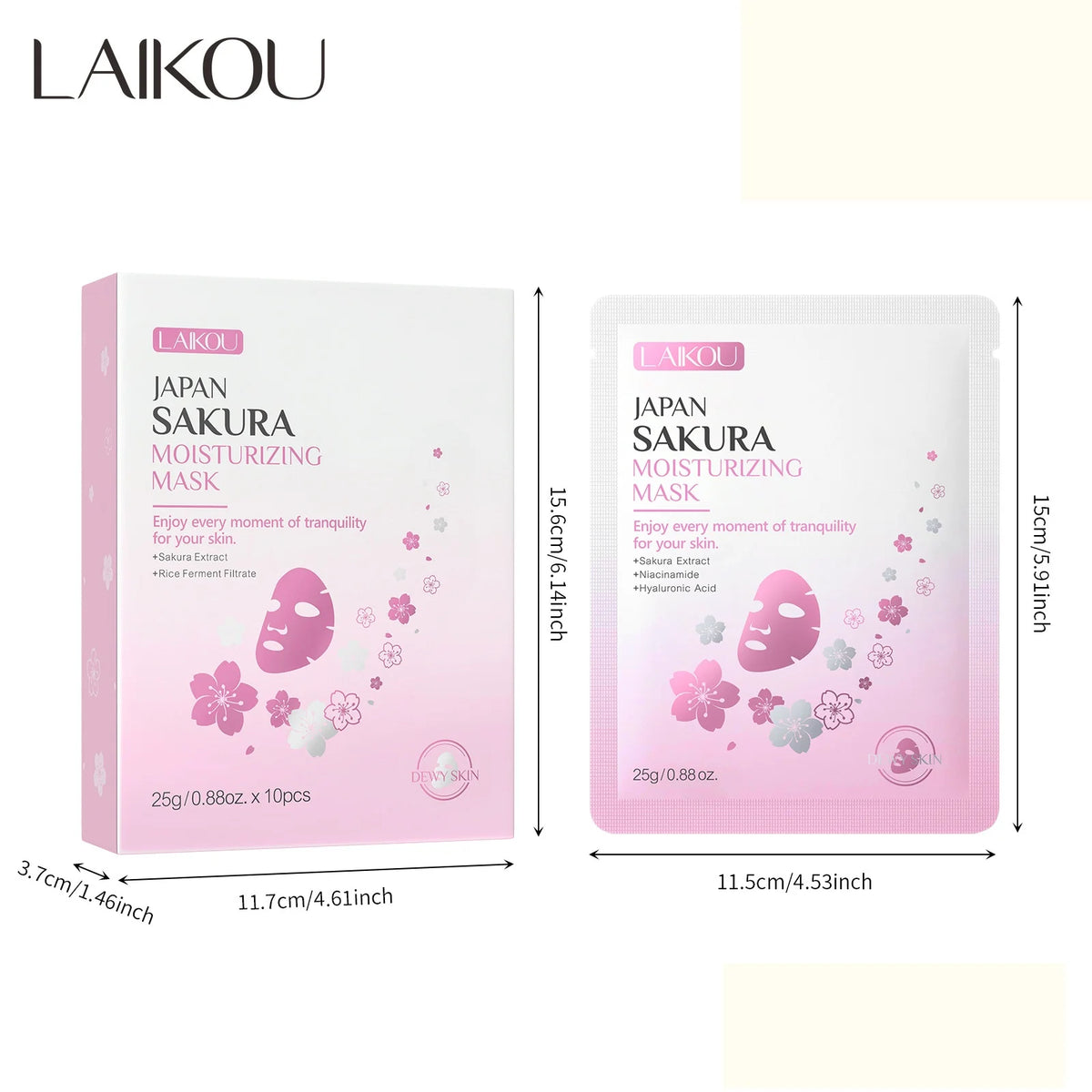LAIKOU Japan Sakura Moisturizing Face Mask 10pcs | 25g Moisturizing Face Mask QXL 01
