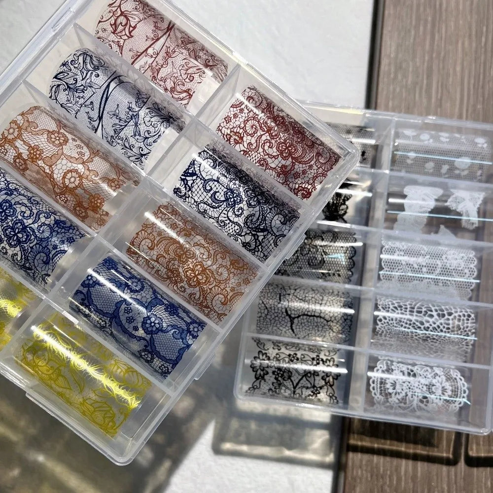 Nail Art Foil Stickers | Lace, Leopard & Sequin – 10pc Set Nail Art Stickers QXL