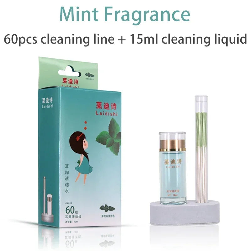 60-Pack Ear Hole Cleaning Lines | Piercing Aftercare Kit Ear Piercing Cleaner QXL Mint Liquid And Line