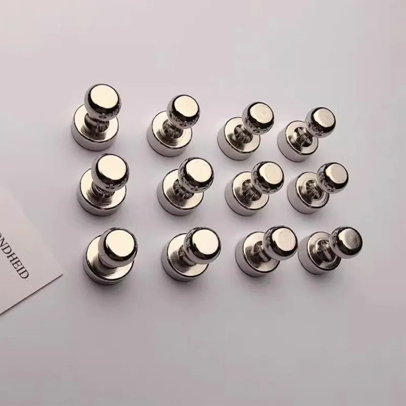 12-Pack Metal Magnetic Push Pins | Silver Fridge & Board Magnets Magnetic Push Pins QXL