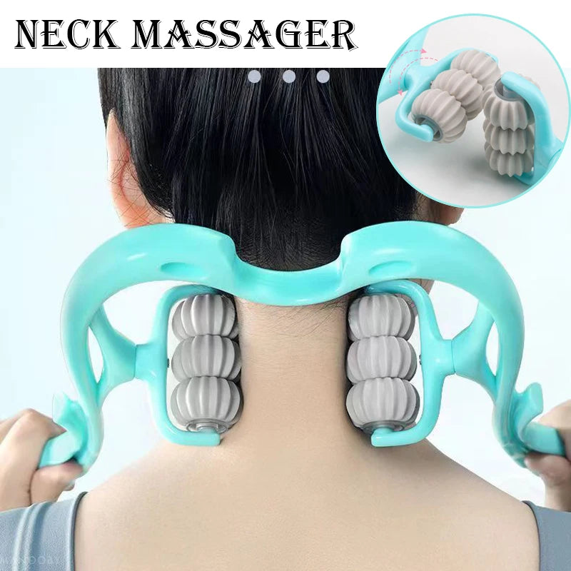 6-Wheel Manual Neck Kneading Massager | Clip-On Roller Tool Manual Neck Massager QXL