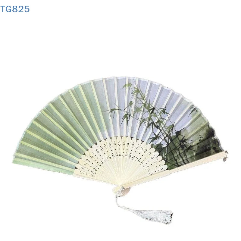 Chinese Folding Fan | Bamboo Tassel Vintage Hand Fan Folding Hand Fan QXL