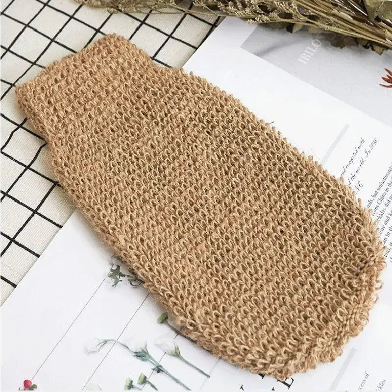 Ramie Jute Exfoliating Back Scrubber & Bath Gloves Set Bath Exfoliating Scrubber QXL