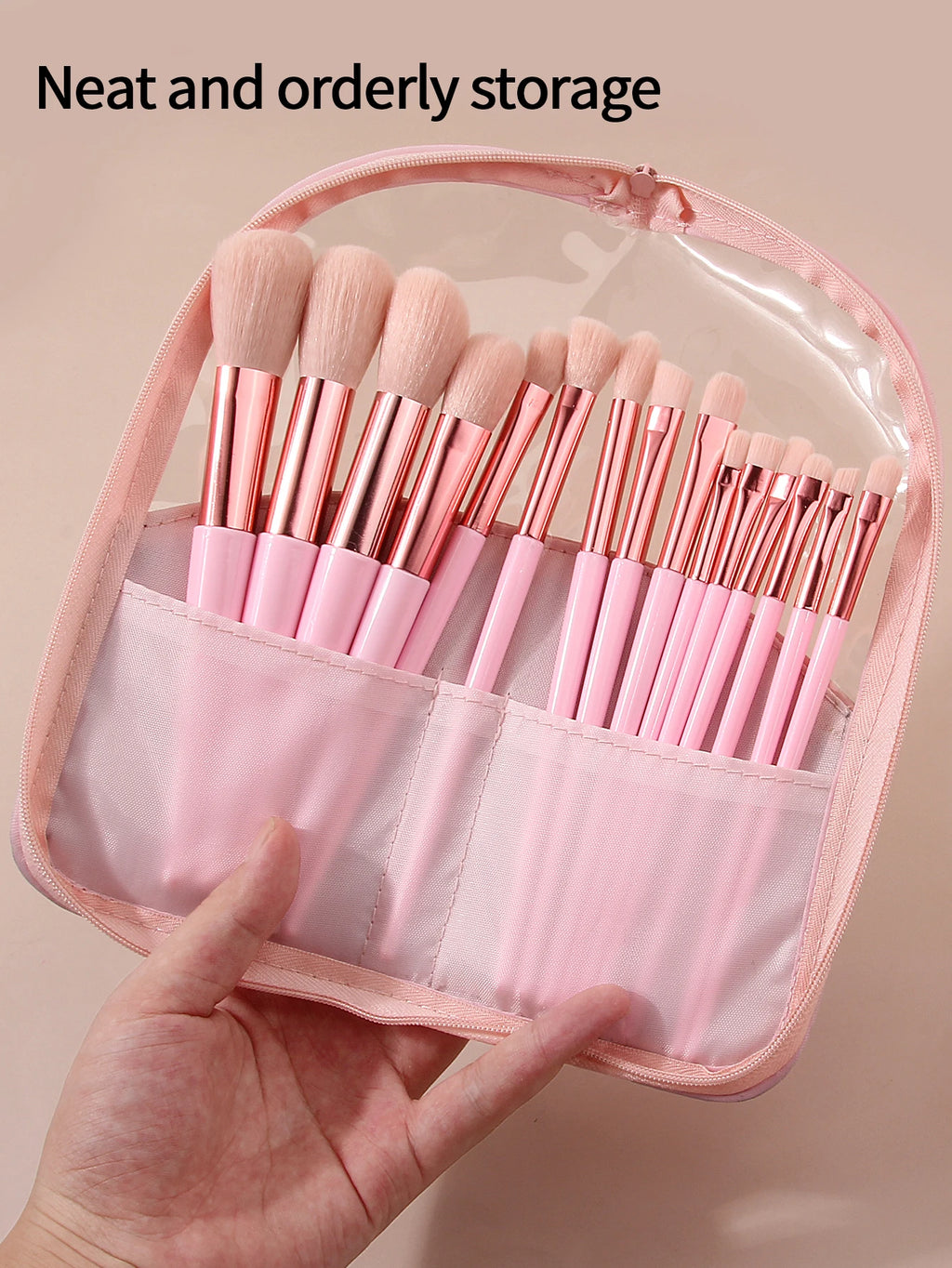 KOSSHOW 15-Piece Makeup Brush Set with Zipper Storage Bag Makeup Brush Set QXL