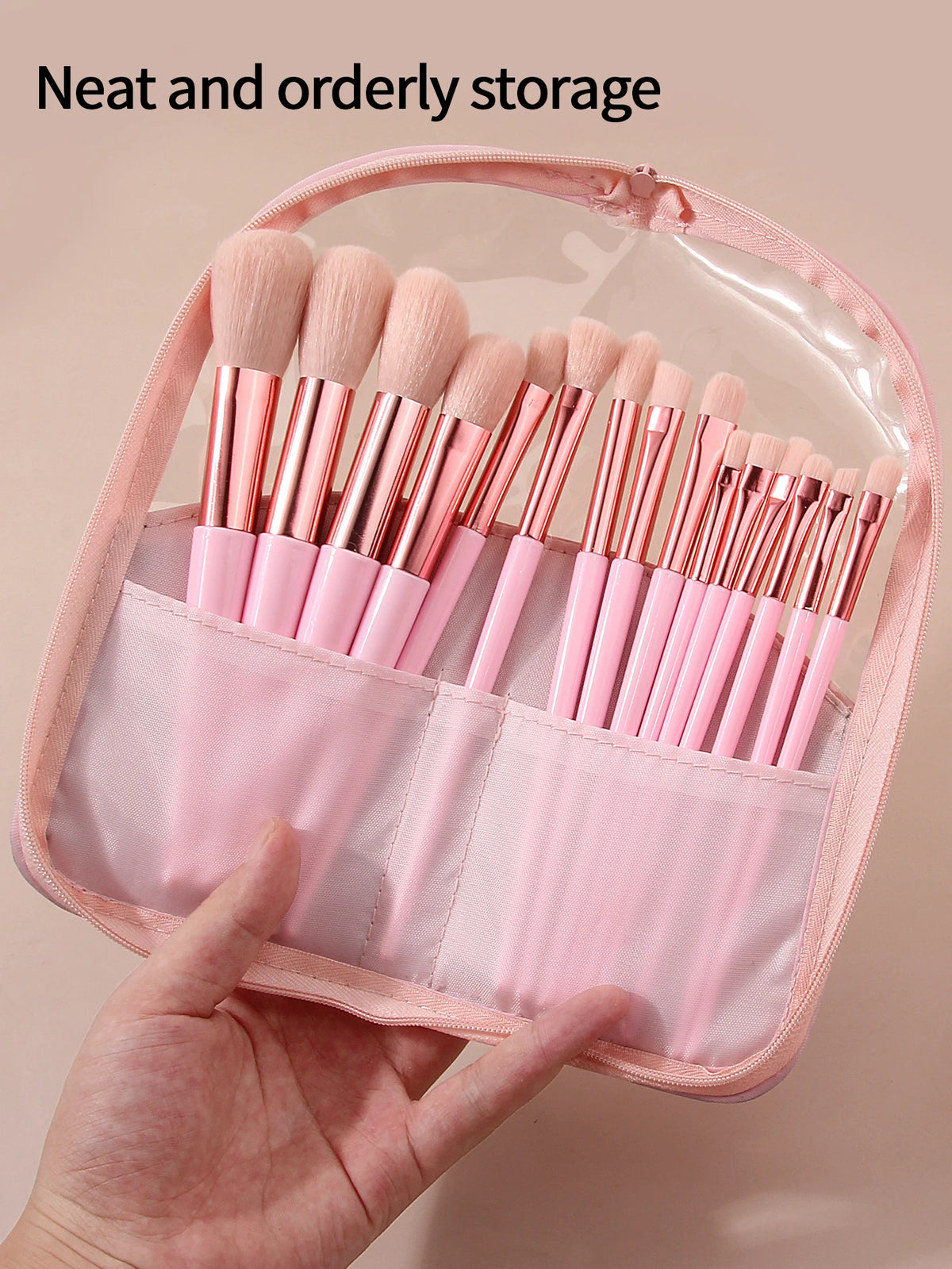 KOSSHOW 15-Piece Makeup Brush Set with Zipper Storage Bag Makeup Brush Set QXL