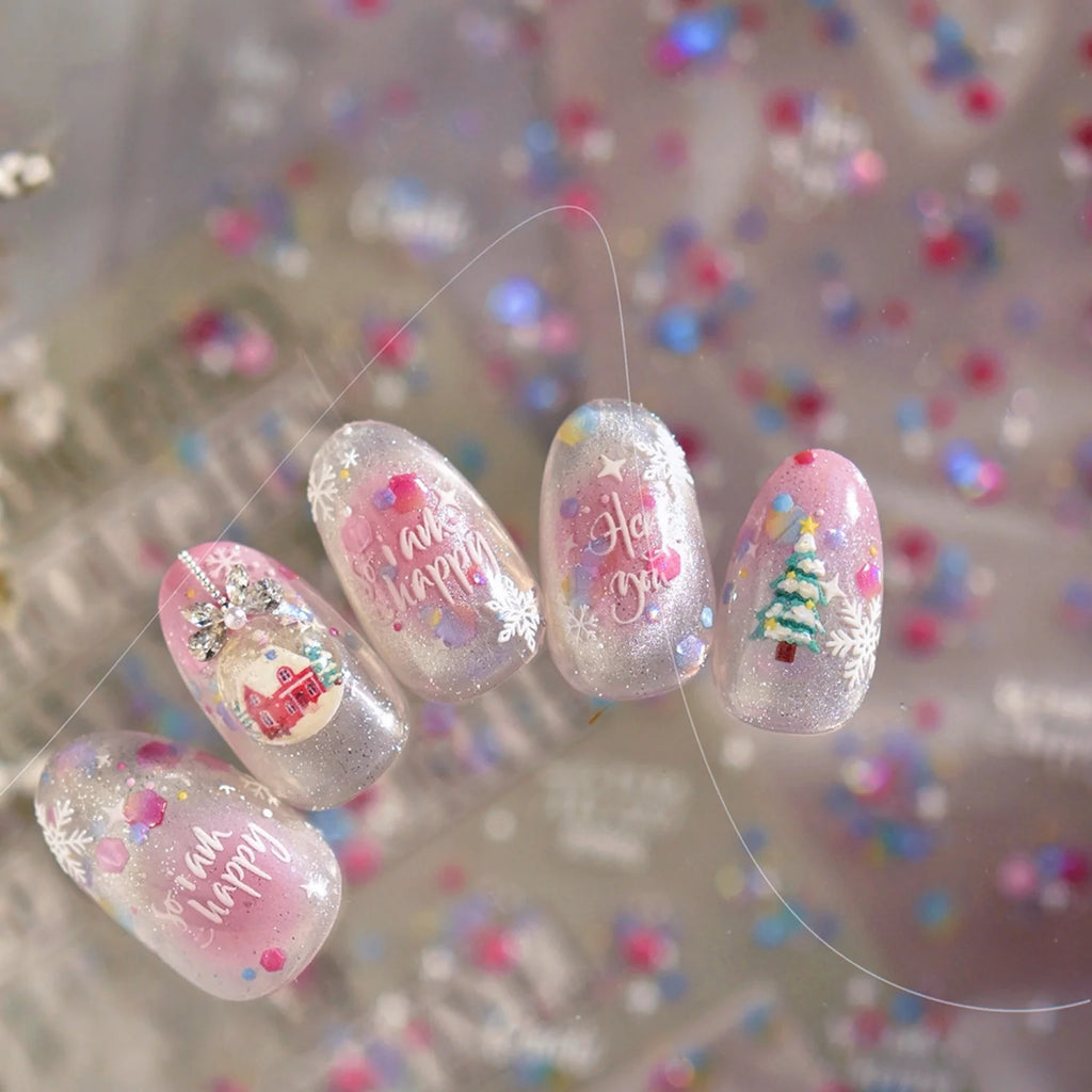 5D Holographic Nail Stickers – Bubble Star Self-Adhesive Decals Nail Art Stickers QXL