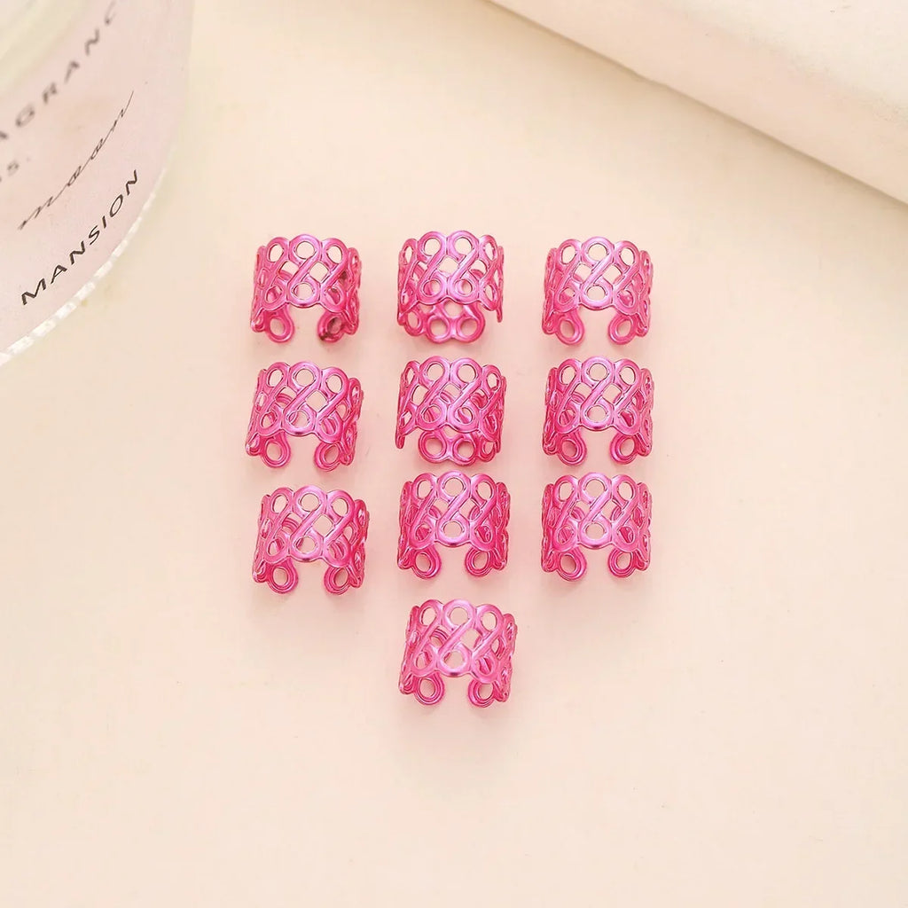 10-Pack 3D Rose Viking Dreadlock Bead Cuffs & Hair Rings Dreadlock Hair Beads QXL 10pcs NO.2