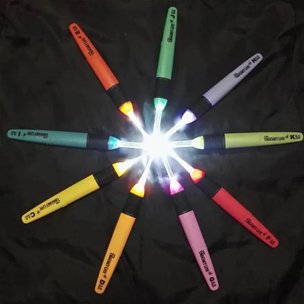 LED Luminous Crochet Hook Set | 9 Sizes Light-Up Knitting Tool LED Crochet Hook Set QXL