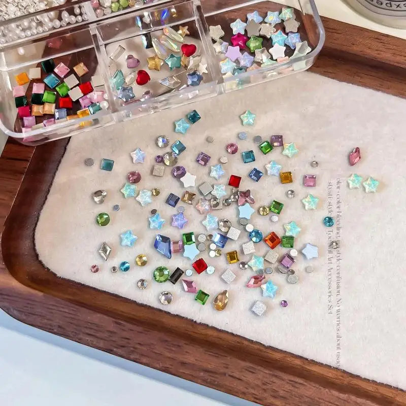 Flat Back Nail Rhinestones Set – Multi-Shape & Colour, 100pcs Nail Rhinestone Set QXL