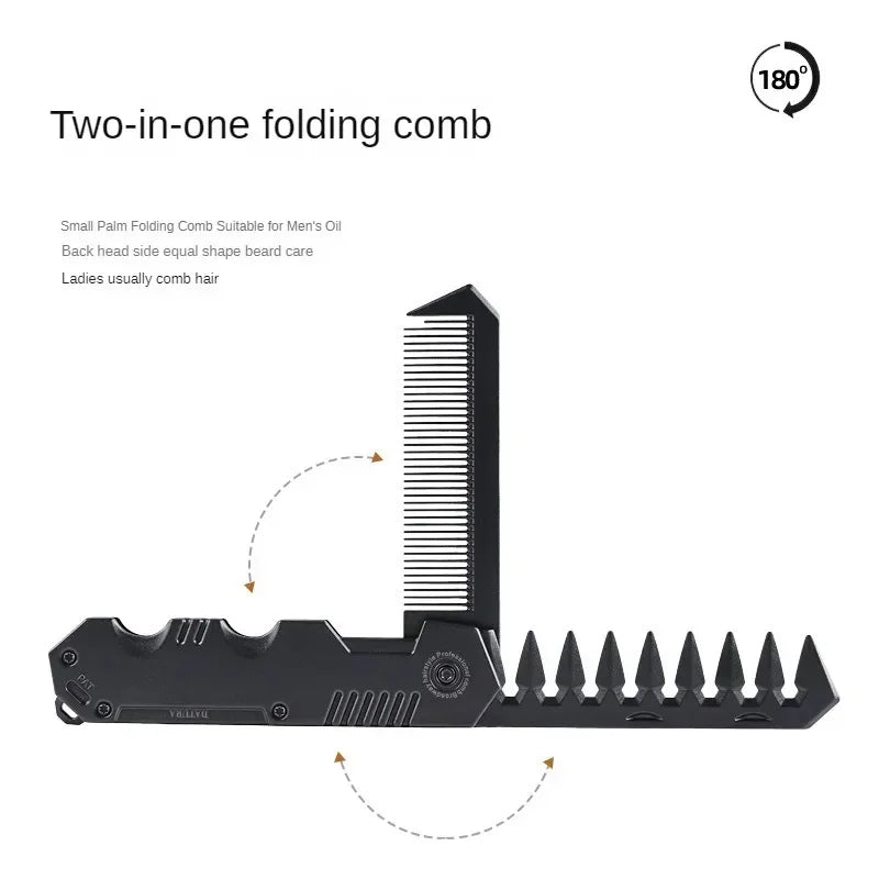 Men's Folding Pocket Comb | Wide & Fine Tooth Hair & Beard Folding Pocket Comb QXL