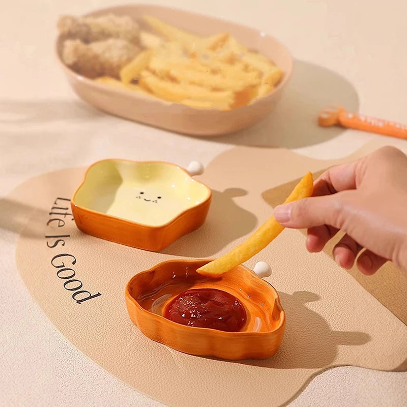 Ceramic Croissant Dipping & Dessert Plate | Cute Kitchen Dish Ceramic Dessert Plate QXL