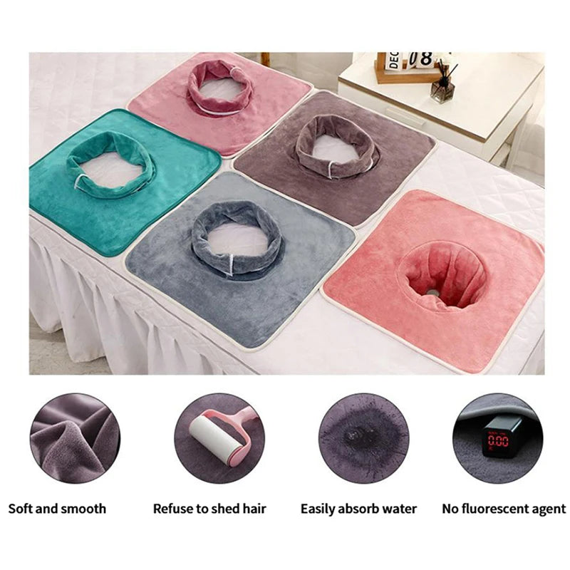Coral Velvet Massage Face Towel with Hole | 35x35cm SPA Massage Face Towel QXL