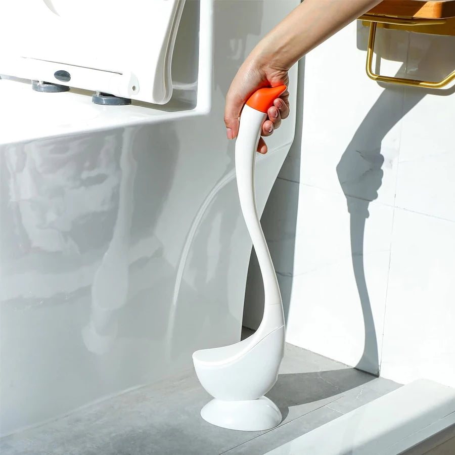 Swan Shaped Toilet Brush Set with Holder – Long Handle Toilet Brush Set QXL
