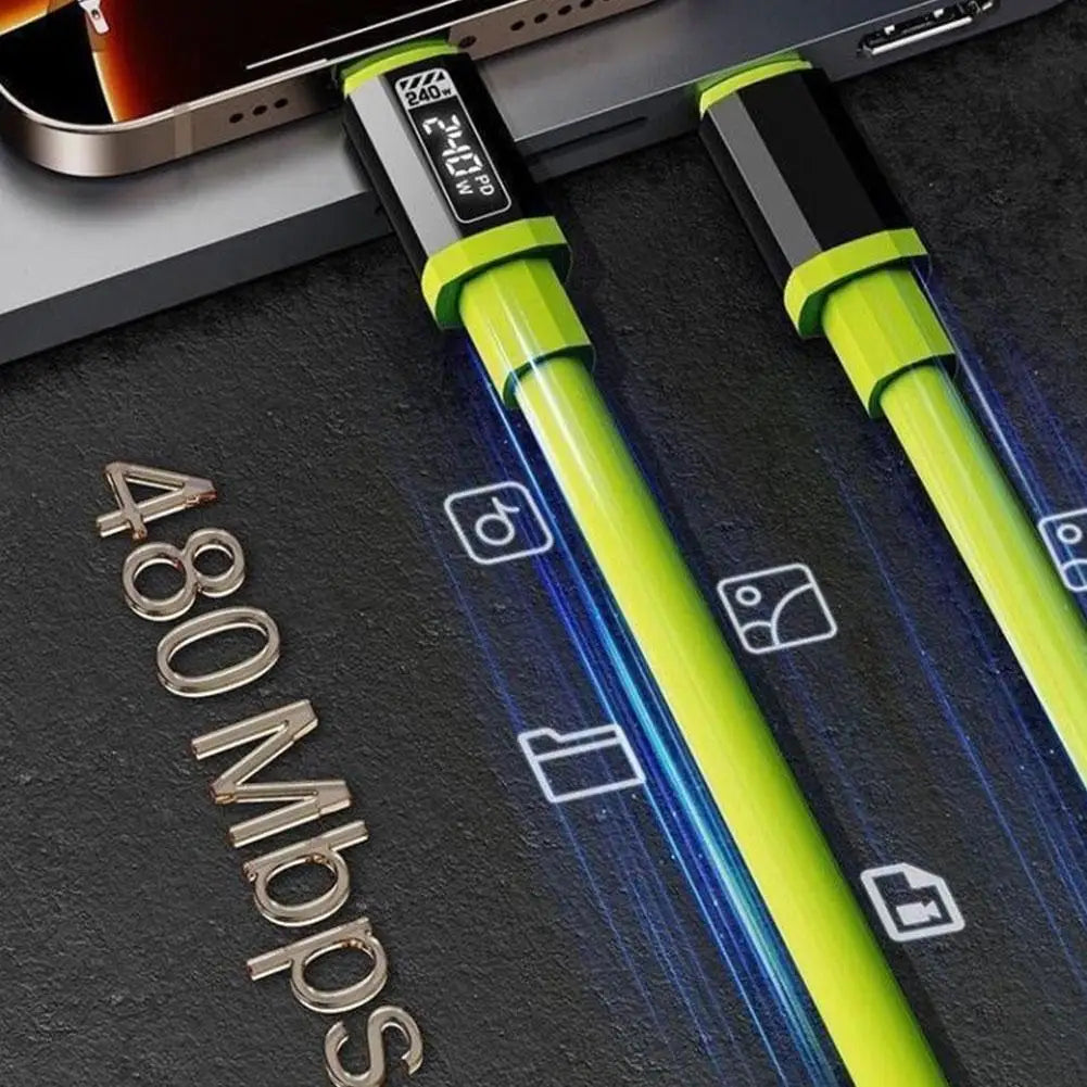 240W USB-C Fast Charging Cable 2M | Silicone, E-Marker Chip USB-C Charging Cable QXL