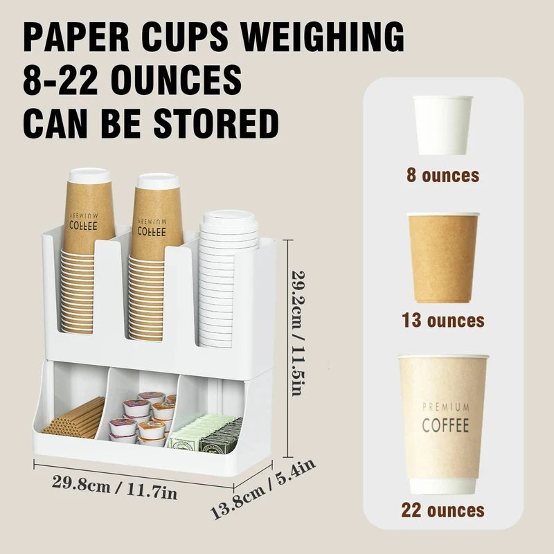 Countertop & Wall-Mount Coffee Organizer | Cup & Condiment Rack Coffee Station Organizer QXL