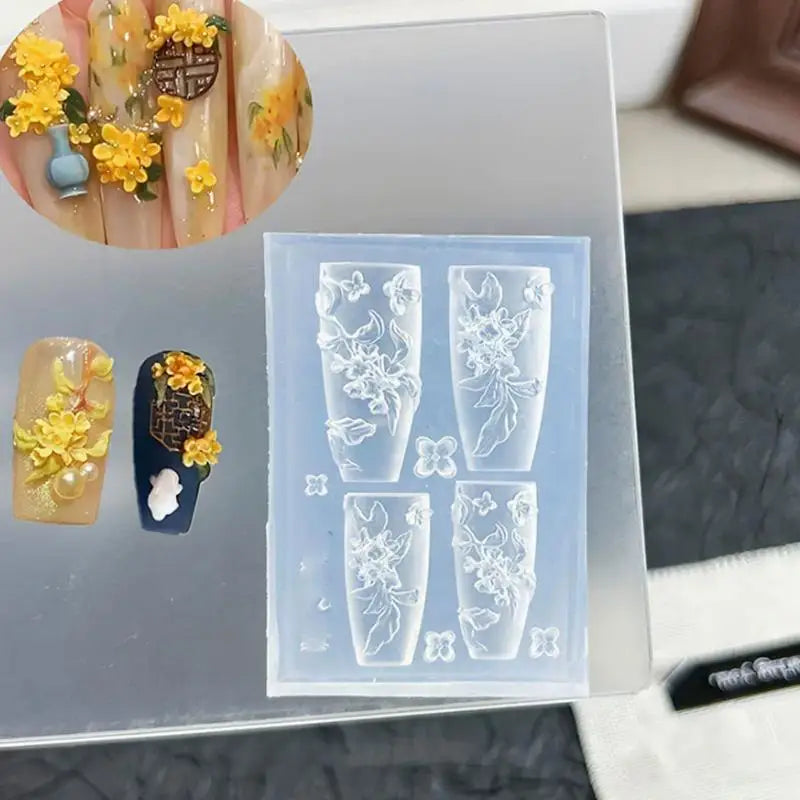 3D Rabbit & Bow Silicone Nail Art Mold | Gel Acrylic Mold Silicone Nail Mold QXL