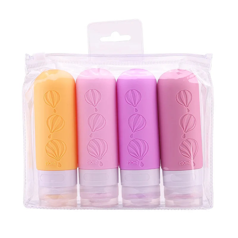 4-Pack 90ml Leak-Proof Silicone Travel Bottles | TSA 3oz Silicone Travel Bottles QXL 4pcs setA