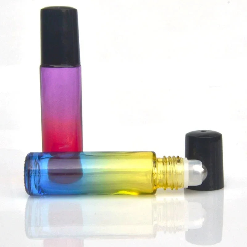 5-Pack 10ml Gradient Glass Roller Bottles for Essential Oils Glass Roller Bottles QXL