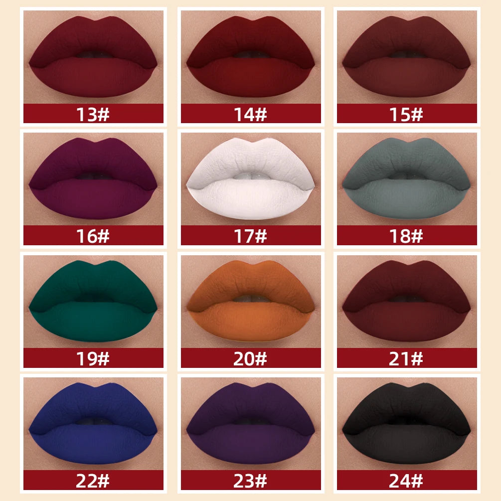 QiBest Matte Liquid Lipstick | 24-Color Velvet Lip Gloss Liquid Lipstick QXL