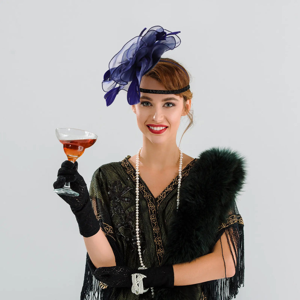 Floral Fascinator Hat | Mesh Plume Headdress for Tea Party Fascinator Hat QXL