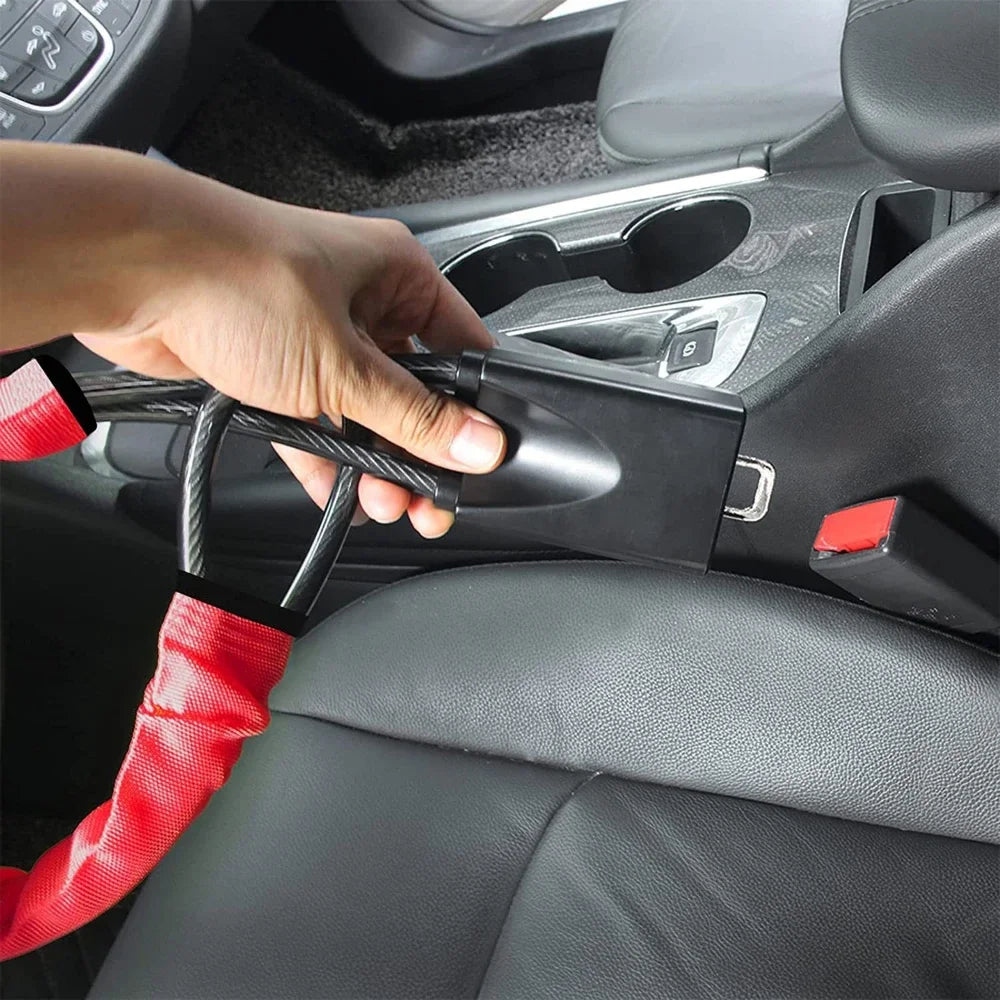 Universal Steering Wheel & Seat Belt Anti-Theft Lock | 2 Keys Steering Wheel Lock QXL