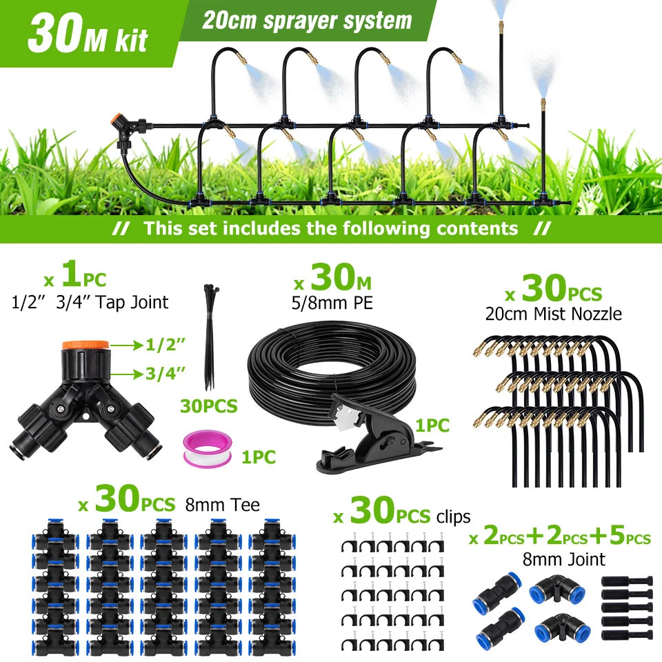 Dreamburgh 5M–30M Garden Misting & Drip Irrigation Kit Misting Irrigation Kit QXL 30M