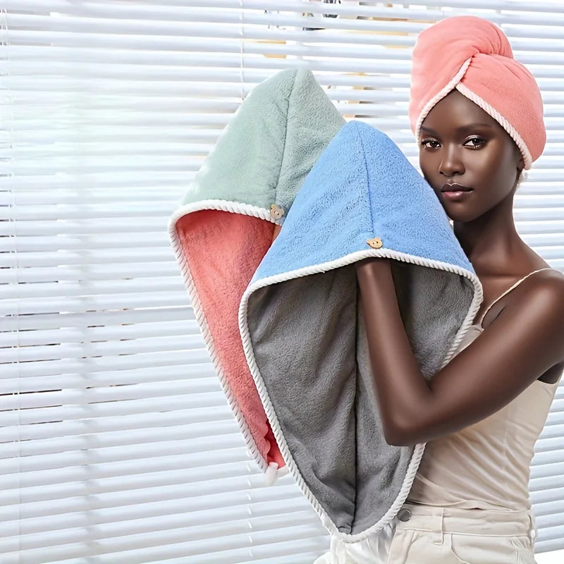 Double-Layer Microfiber Hair Drying Cap | Quick-Dry Towel Hair Drying Cap QXL