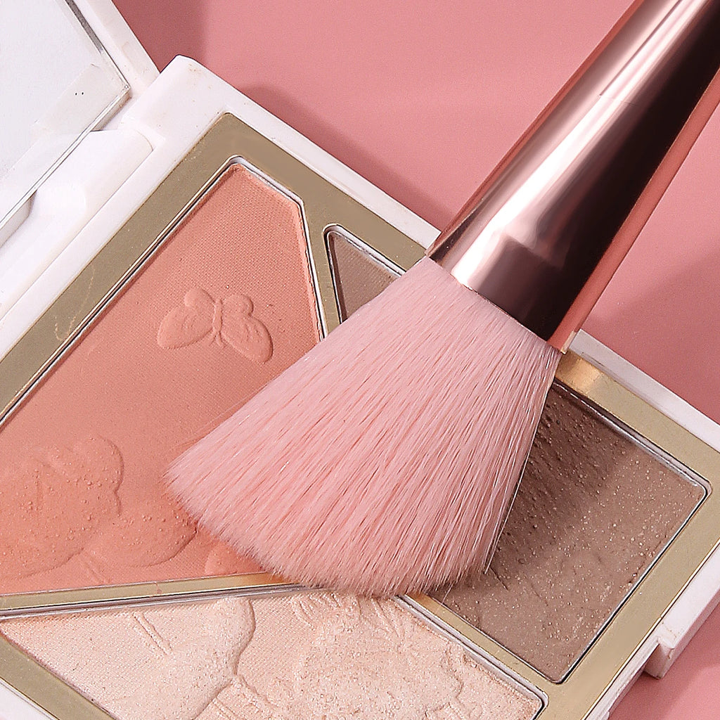 KOSSHOW Tilted Blush Brush | Wood Handle & Rose Gold Ferrule Blush Makeup Brush QXL