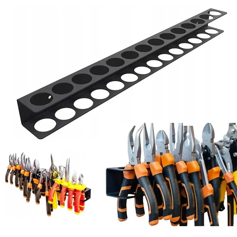 14-Hole Wall Mount Screwdriver & Pliers Rack | Steel Tool Holder Wall Tool Rack QXL