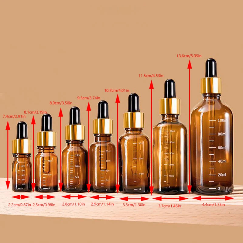 Amber Glass Dropper Bottles 5ml–100ml | Graduated Scale Glass Dropper Bottle QXL