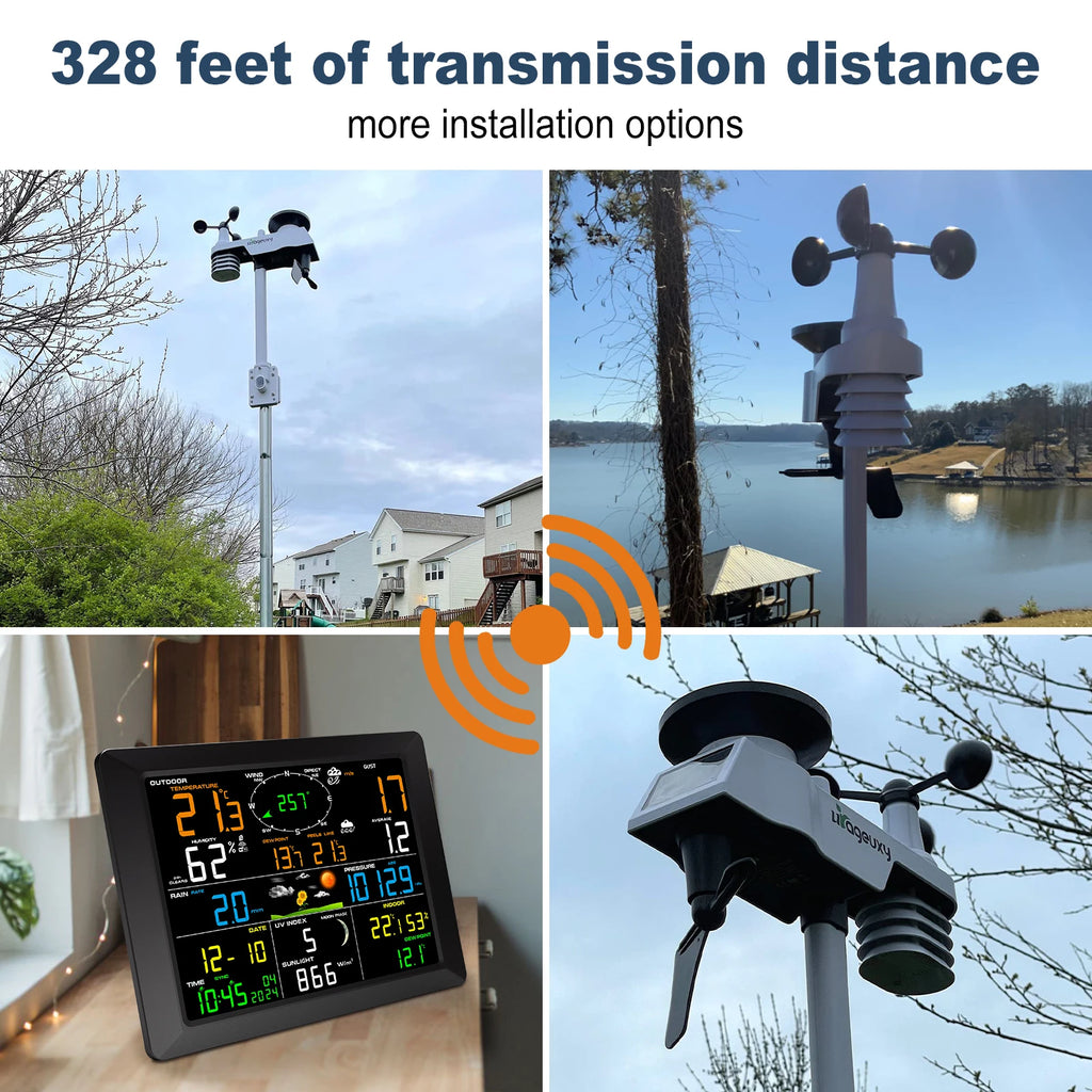 8.3" WiFi Weather Station 14-in-1 Solar Sensor 328FT Range WiFi Weather Station QXL