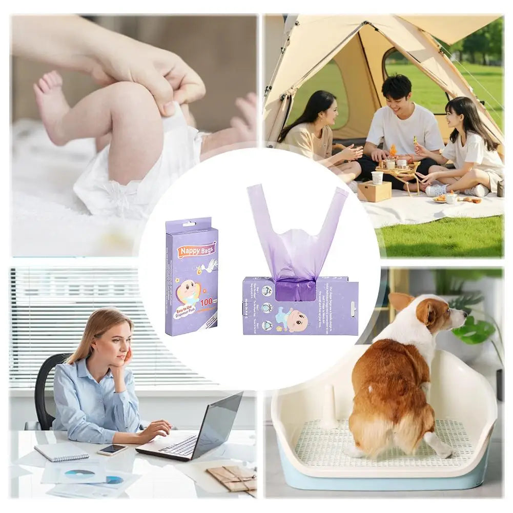 100-Pack Scented Disposable Nappy & Hygiene Bags | Diaper Bags Disposable Hygiene Bags QXL
