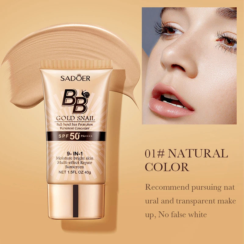 SADOER Snail BB Cream SPF50+ Concealer & Moisturizer 40g BB Cream SPF50+ QXL 01 Natural color