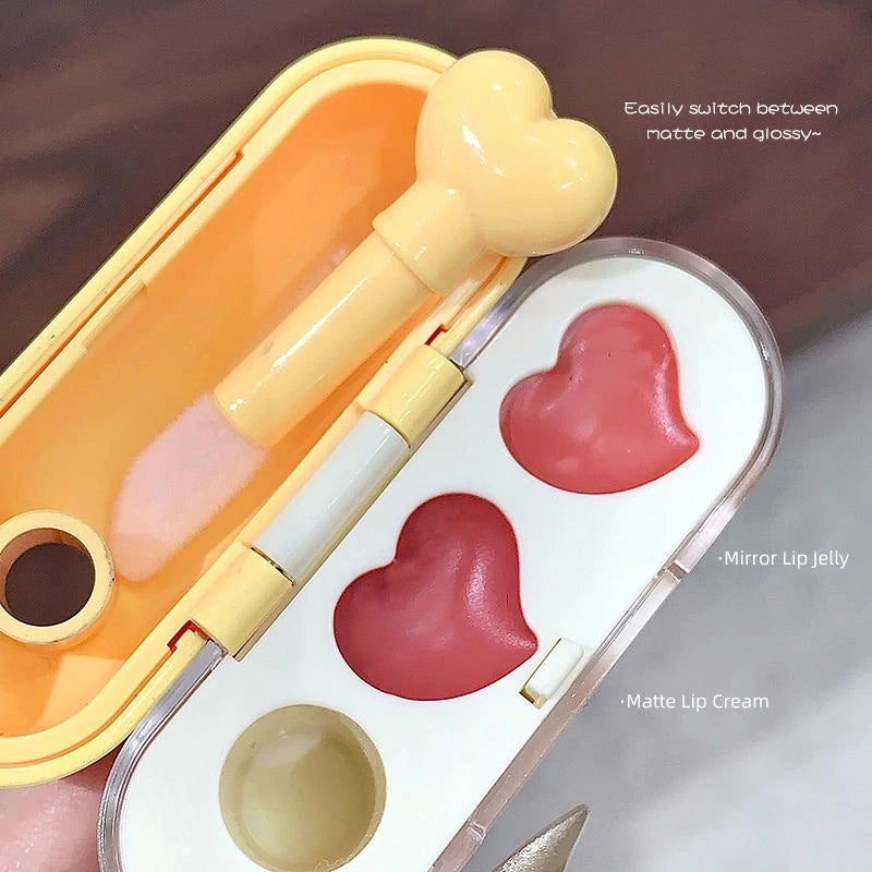 2-in-1 Matte & Mirror Lip Gloss | Earphone Case Compact Dual Finish Lip Gloss QXL