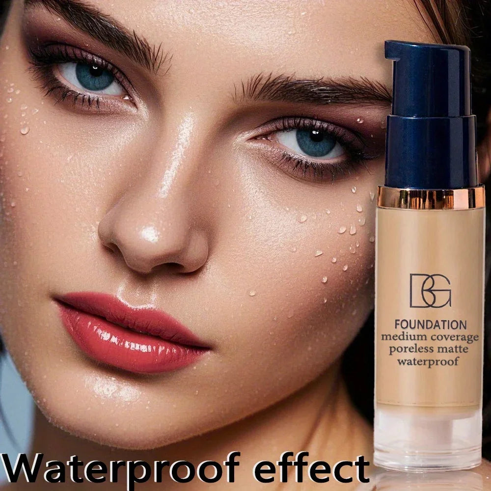 Waterproof Liquid Foundation & Powder Puff Set | Matte Coverage Liquid Foundation Set QXL