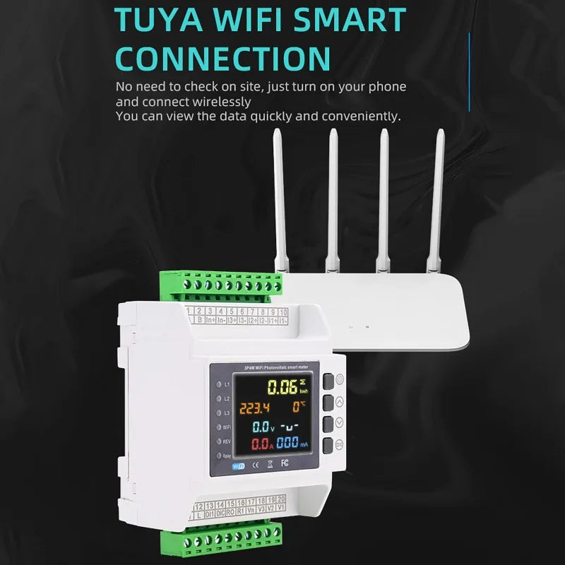 Tuya WiFi Bidirectional Energy Meter with 3 CT Clamps Smart Energy Meter QXL